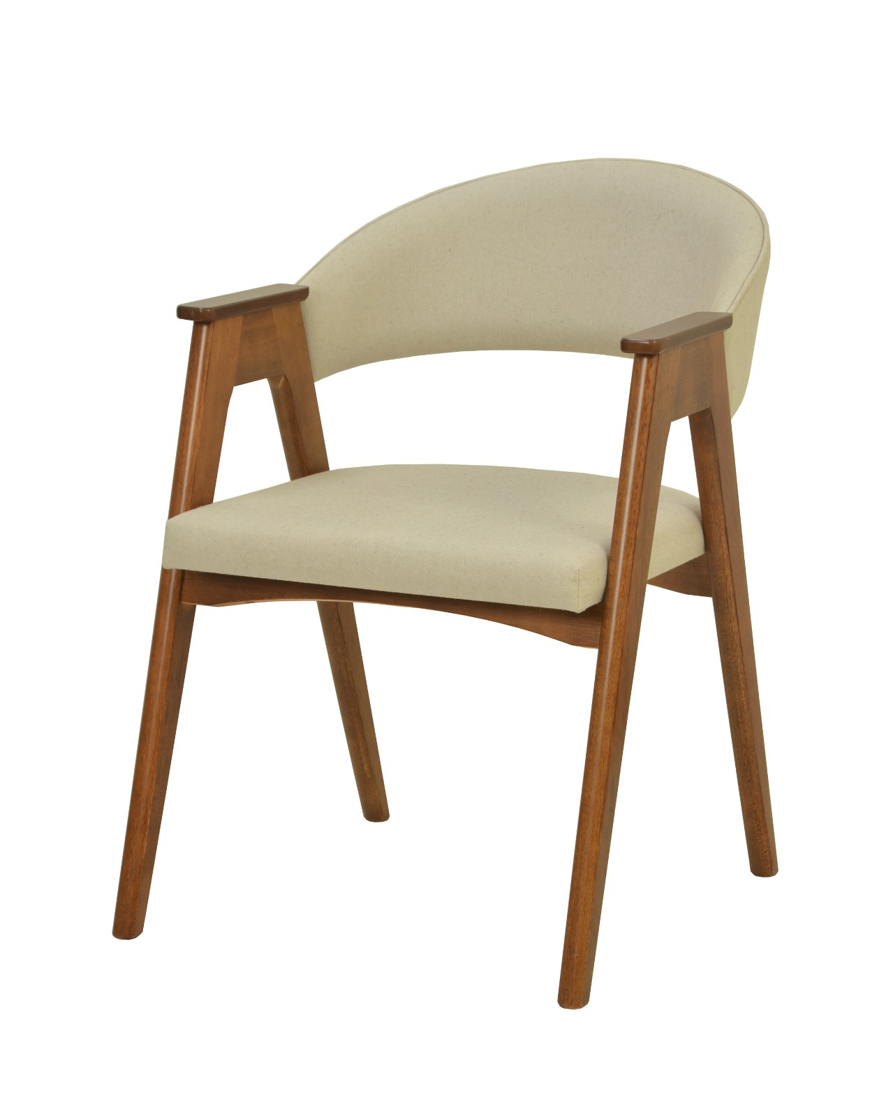 Cadeira Estofada para Sala de Jantar Esmeralda Madeira Maciça com Encosto Anatômico Estofado Tecido Nobre e Braços