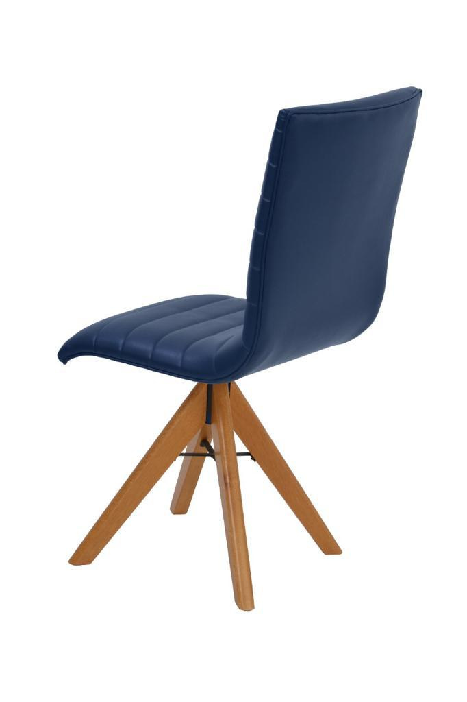 Cadeira EstofadaTurquesa Pés Pirâmide de Madeira Maciça Tecido Estofado Linho Suede