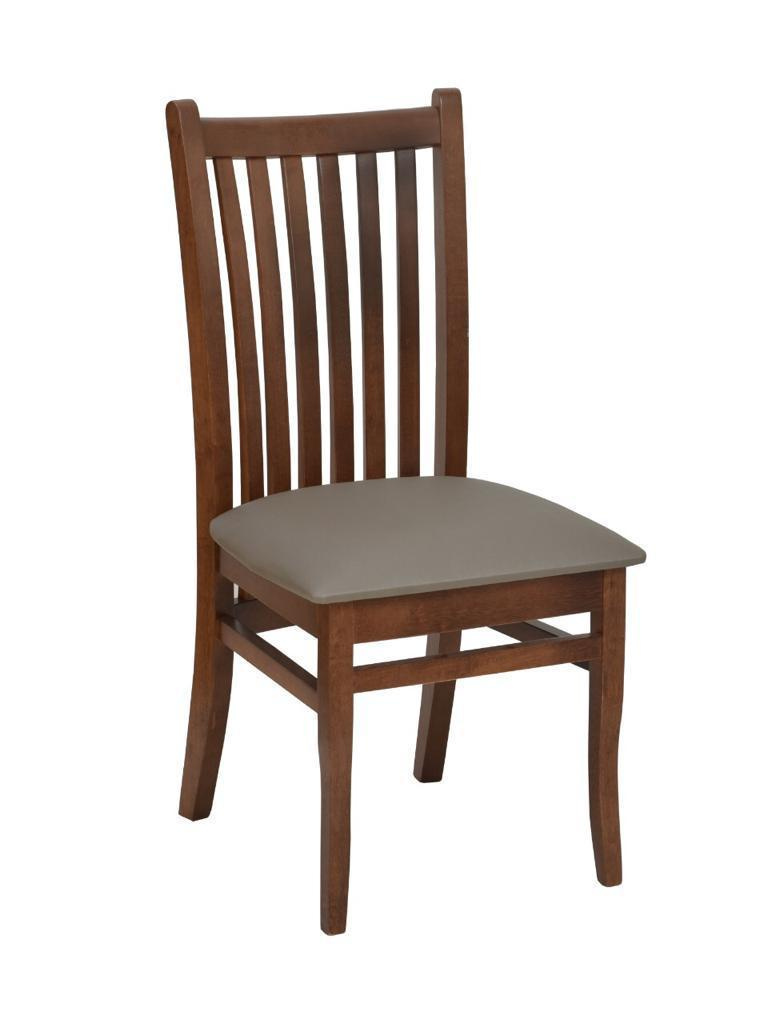 Cadeira Madeira Maciça Âmbar com Encosto Ripado Assento Estofado Tecido e Cores Nobres