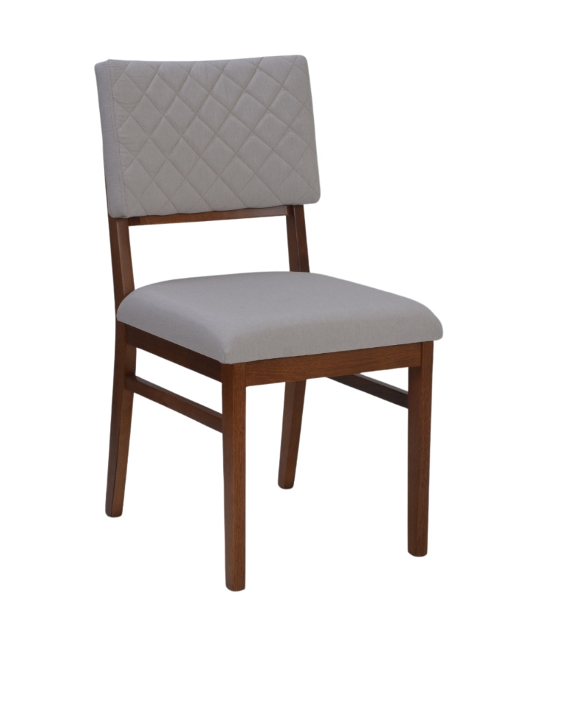 Cadeira De Jantar Cristal Madeira Maciça Encosto e Assentos Estofado Tecido Linho